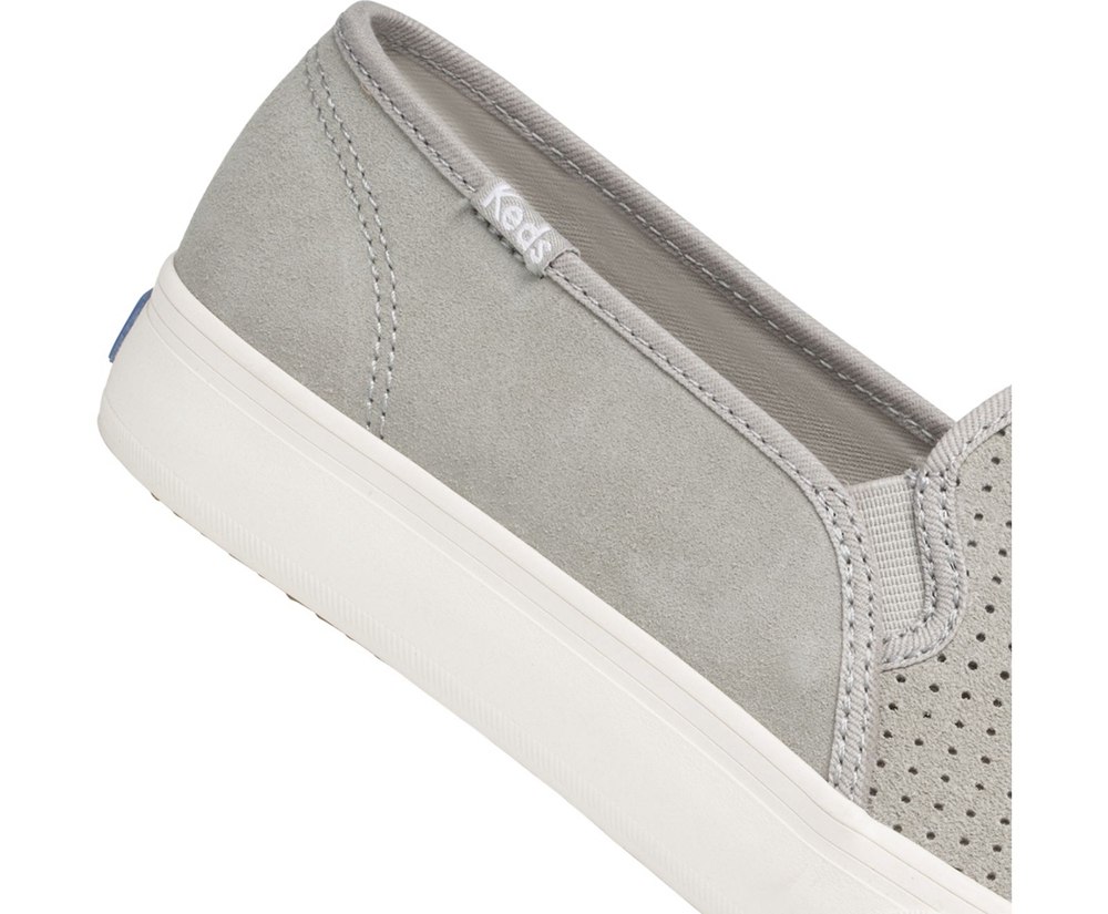 Slip Ons Keds Mujer Gris - Double Decker Perf Suede - 924-AVKPJR